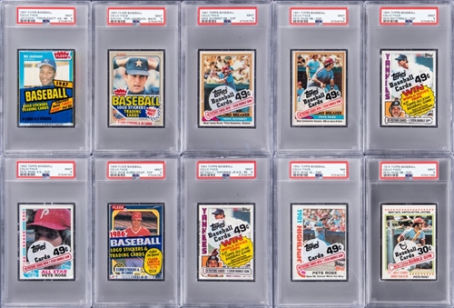 1970-80s Topss & Fleer Baseball PSA-Graded Cello Pack Collection (10) Featuring Pete Rose, Mike Schmidt, Bo Jackson & More!